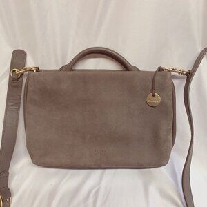 Skagen Mikkeline Genuine Gray Suede Satchel Bag Minimalist Purse